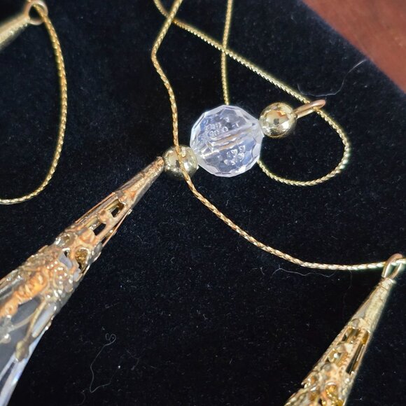 VTG Acrylic Faceted Teardrop 5" Christmas Ornaments String Hangers Lot of 6 - Picture 6 of 14